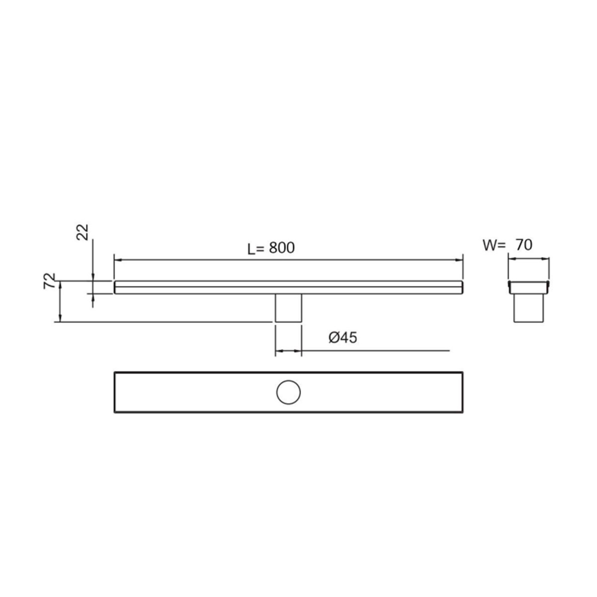 Desagüe Rectangular 80X7 En Acero Inox Color Negro Mate — Acher Cerámicas