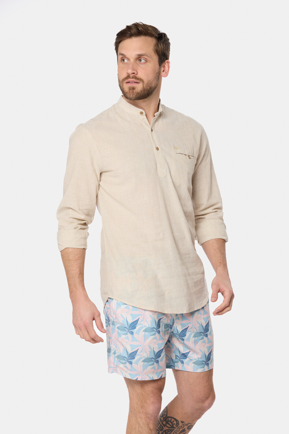 SHORT DE BAÑO ESTAMPADO Celeste