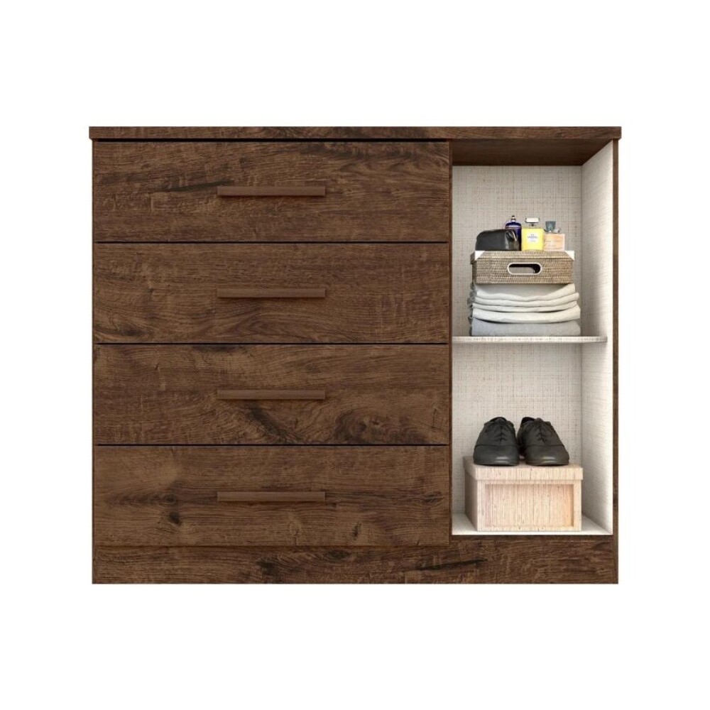 Cómoda Zapatera Genova Plus 1 Puerta 4 Cajones Oscuro