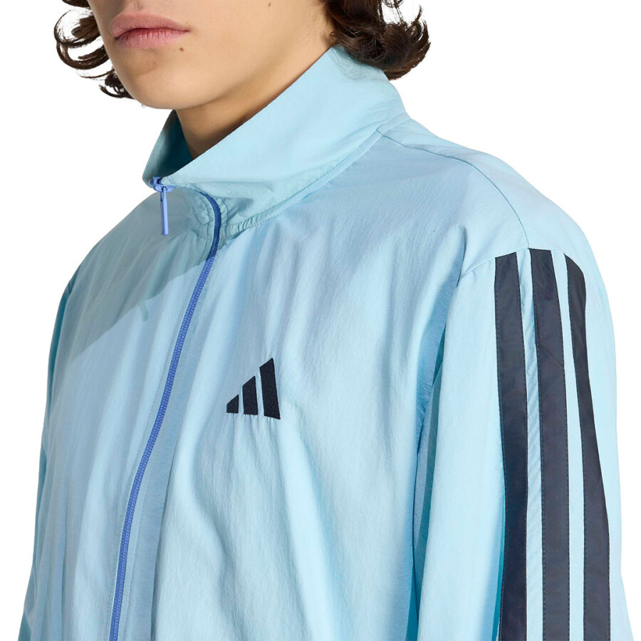 Campera de Hombre Adidas M 3S Wv Tt Zip Celeste - Azul