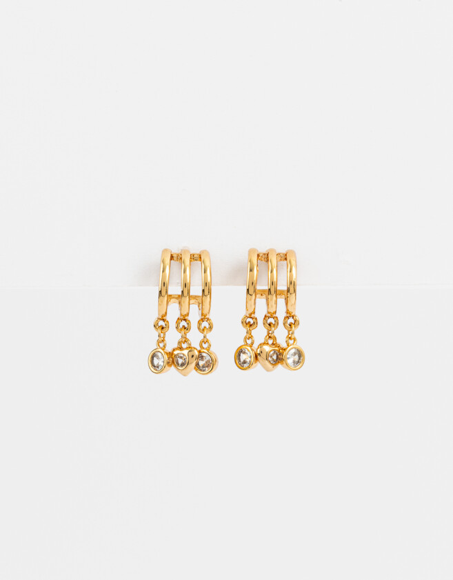 Aros Argollas Con cubic zirconia Argollas Bañadas En Oro - Dorado