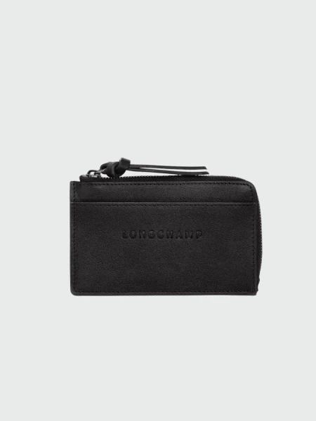 Longchamp - Tarjetero de cuero, 3D Negro