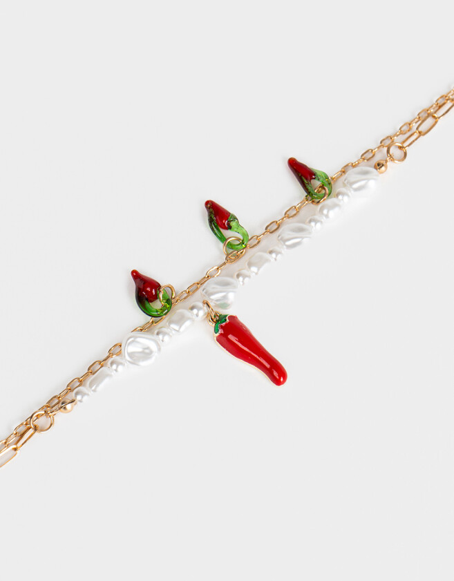 Pulseras Flexibles Con dije de vidrio Pulsera Flexible Layer Multidijes - Dorado