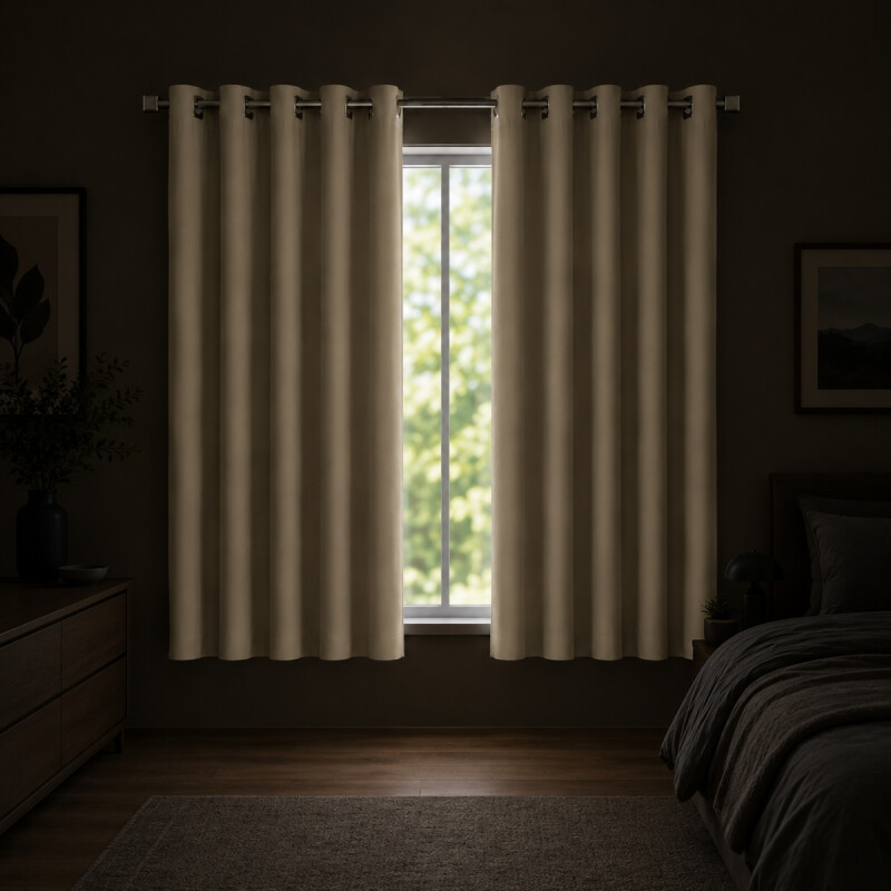 Set x2 paños cortina blackout 1,35m x 1,70m BEIGE