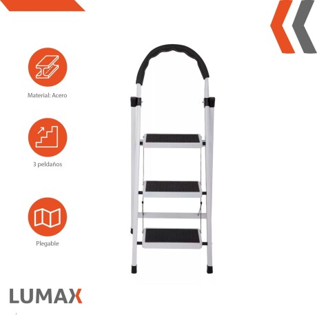 Escalera Tijera 3 Escalones Base Antideslizante Negro/Blanco