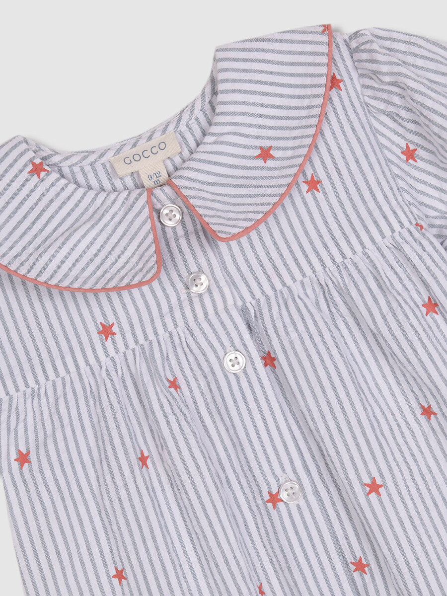 Pijama Rayas Con Estrellas Blanco