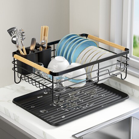 Escurridor de Platos Metálico con Base de Plástico 42cm x 32cm x 14cm Escurridor de Platos Metálico con Base de Plástico 42cm x 32cm x 14cm