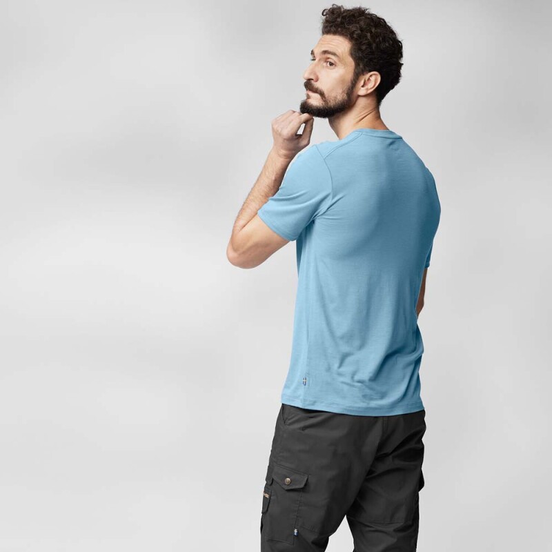 Polo Fjallraven Abisko Wool Logo SS M Hombre Black