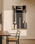 Cuadro abstracto Salmi de lino beige y negro 100 x 70 cm