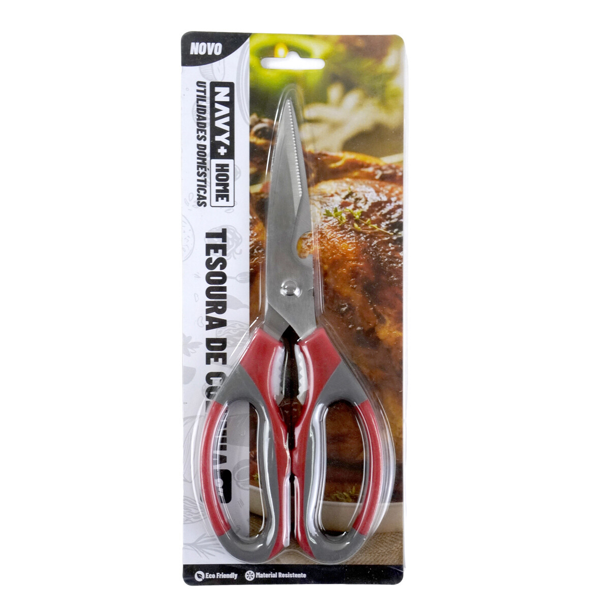 TIJERA COCINA 20CM P/POLLO C/DETAPADOR Y CASCANUECES BLISTER 