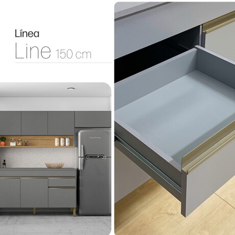 Juego de 3 Modulos De Cocina 150 cm Color Gris GAMAS DE GRIS