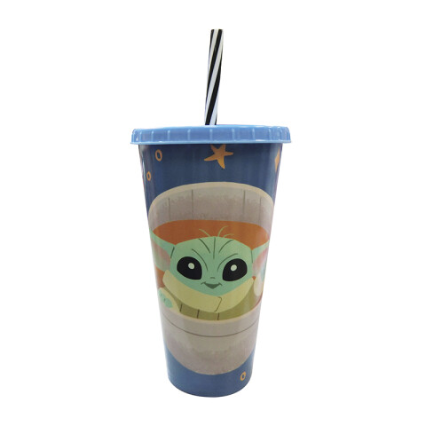 Vaso Plástico con Pajita 700ml Oficial BABY YODA