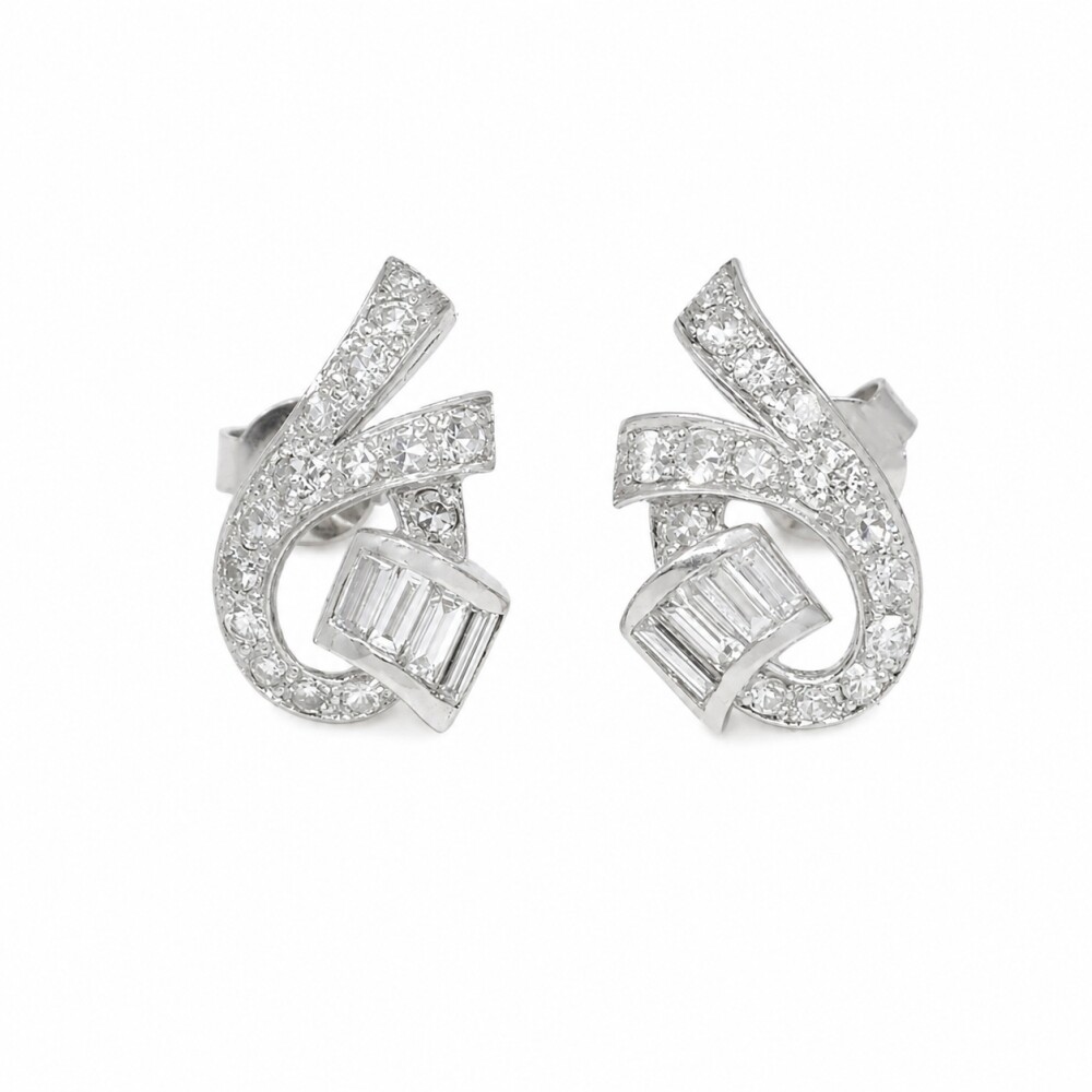 Caravanas En Oro 18K Blanco Con Brillantes Caravanas En Oro 18K Blanco Con Brillantes