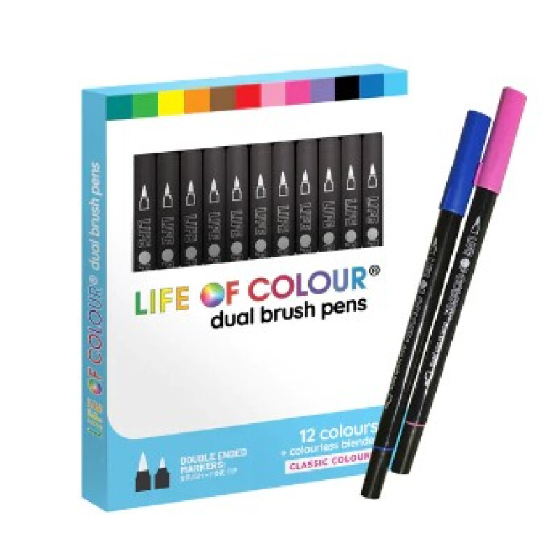 Marcadores doble punta pincel- x12 Life Of Colour Unica