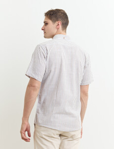 012635 CAMISA HARRINGTON LABEL Blanco/tostado