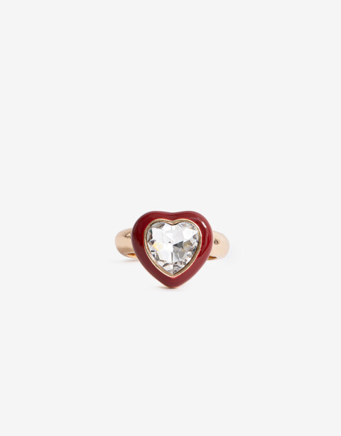 Anillos Medianos y Grandes Color Anillo Esmaltado Corazón - Rojo Medio
