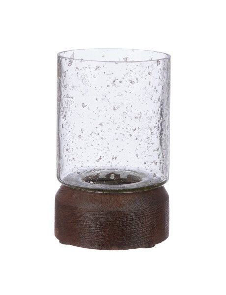 FAROL DE MADERA MANGO D8x13CM MARRON TRANSPARENTE FAROL DE MADERA MANGO D8x13CM MARRON TRANSPARENTE
