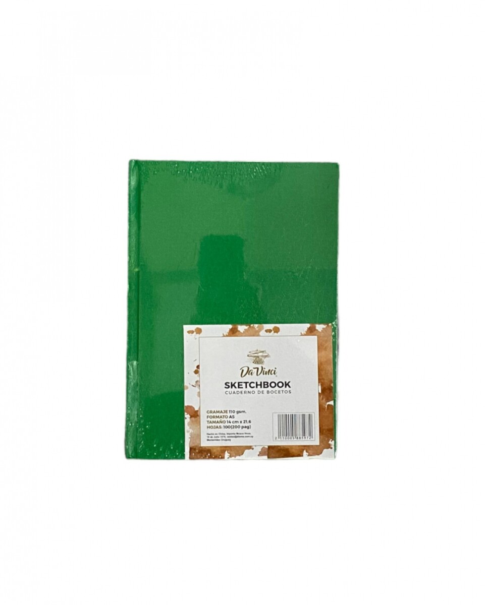 Sketchbook Cosido Da Vinci A5 - Verde 