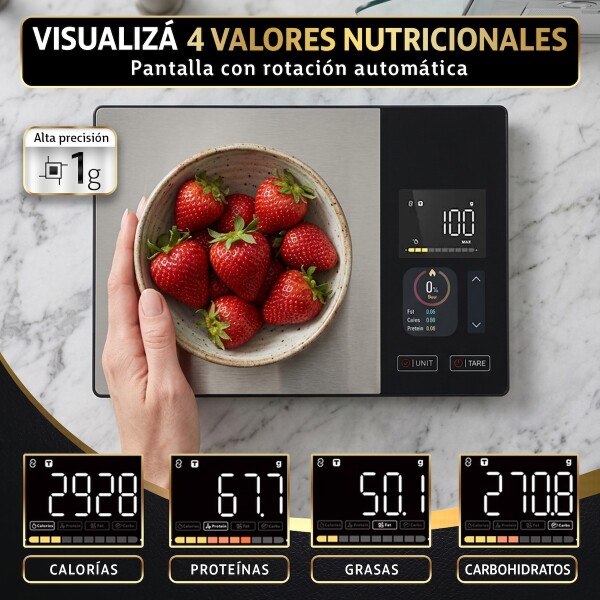 Balanza Inteligente De Cocina Digital con Precision 1g y Medicion Peso hasta 5kg Balanza Inteligente De Cocina Digital con Precision 1g y Medicion Peso hasta 5kg