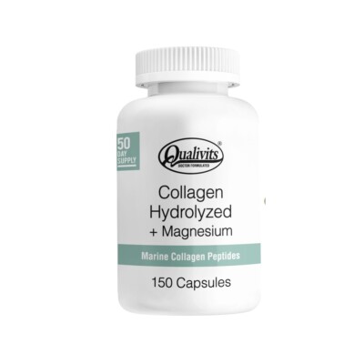Collagen Hydrolyzed + Magnesium Qualivits 150 Cápsulas. Collagen Hydrolyzed + Magnesium Qualivits 150 Cápsulas.