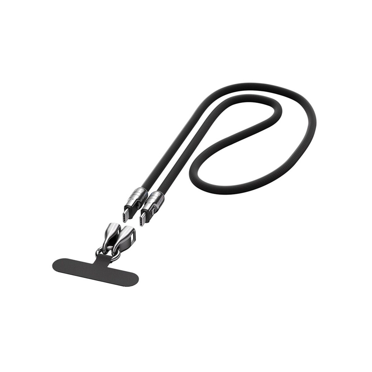 Cable USB-C a USB-C con correa color negro 