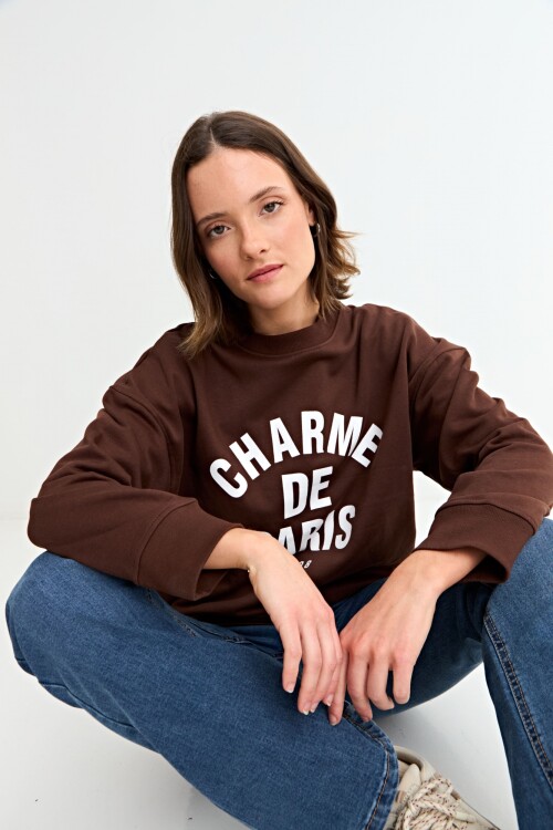 Sweatshirt con estampa Charme de Paris MARRON