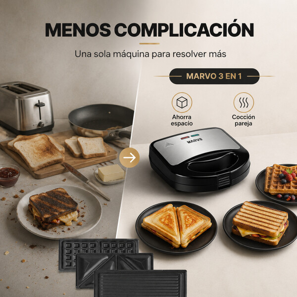 Sandwichera Doble Grill Wafflera 3 En 1 Marvo 750w Inox Ax Sandwichera Doble Grill Wafflera 3 En 1 Marvo 750w Inox Ax