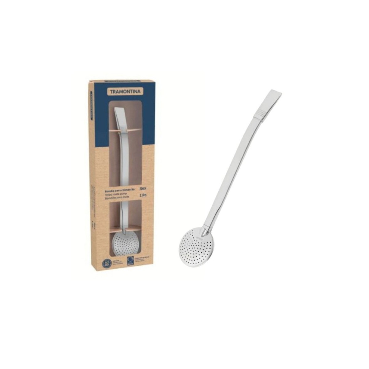 BOMBILLA ACERO INOXIDABLE 19CM TRAMONTINA - PLATEADO 