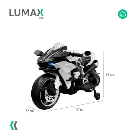 Moto a Batería Barry con ruedas luces música y usb Blanco