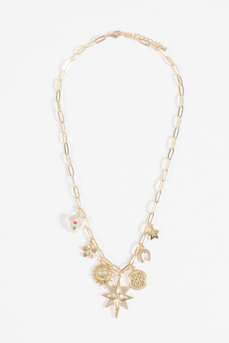 Collar cadena dijes galaxia dorado