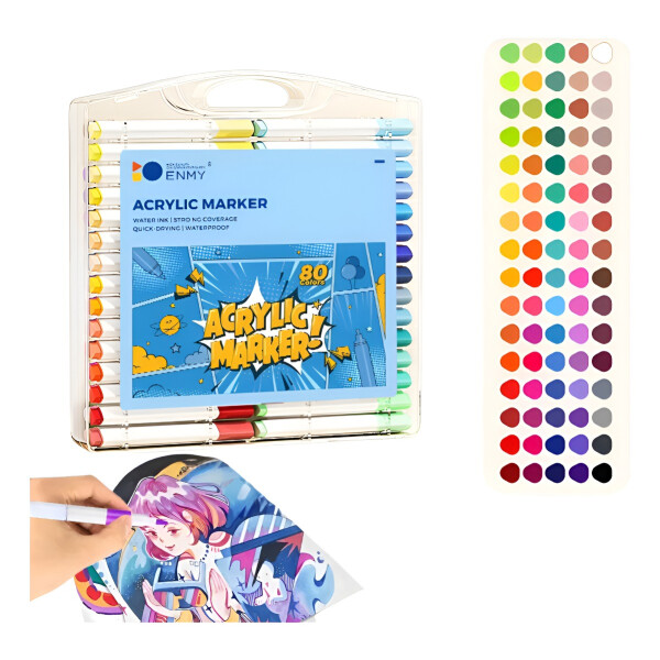 SET MARCADORES PERMANENTES ACRILICO 80 PIEZAS VALIJA SET MARCADORES PERMANENTES ACRILICO 80 PIEZAS VALIJA