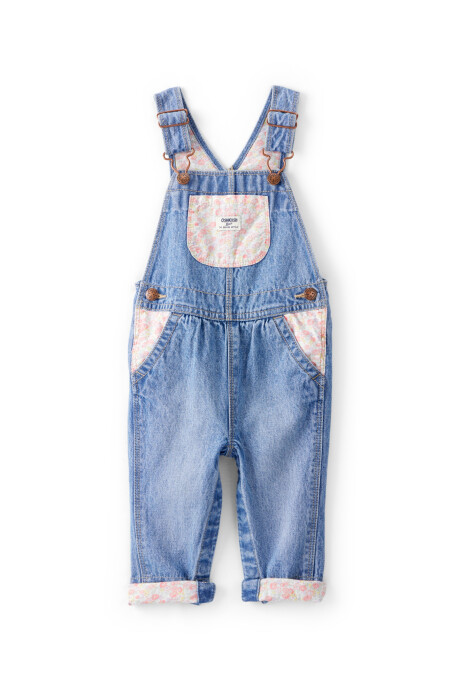 Enterito jean con parches florales. Talles 3-24M Sin color