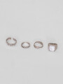 Anillo Set Repujado, 4un. Plateado