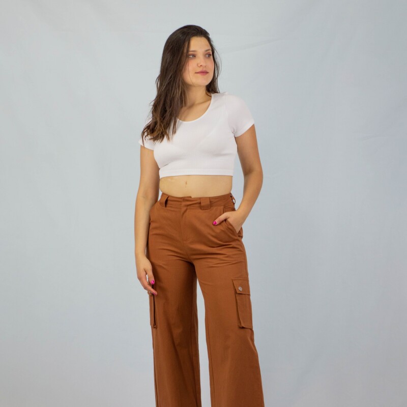 Pantalon Cargo Cropped Terracota