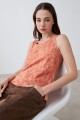 Musculosa con puff print durazno