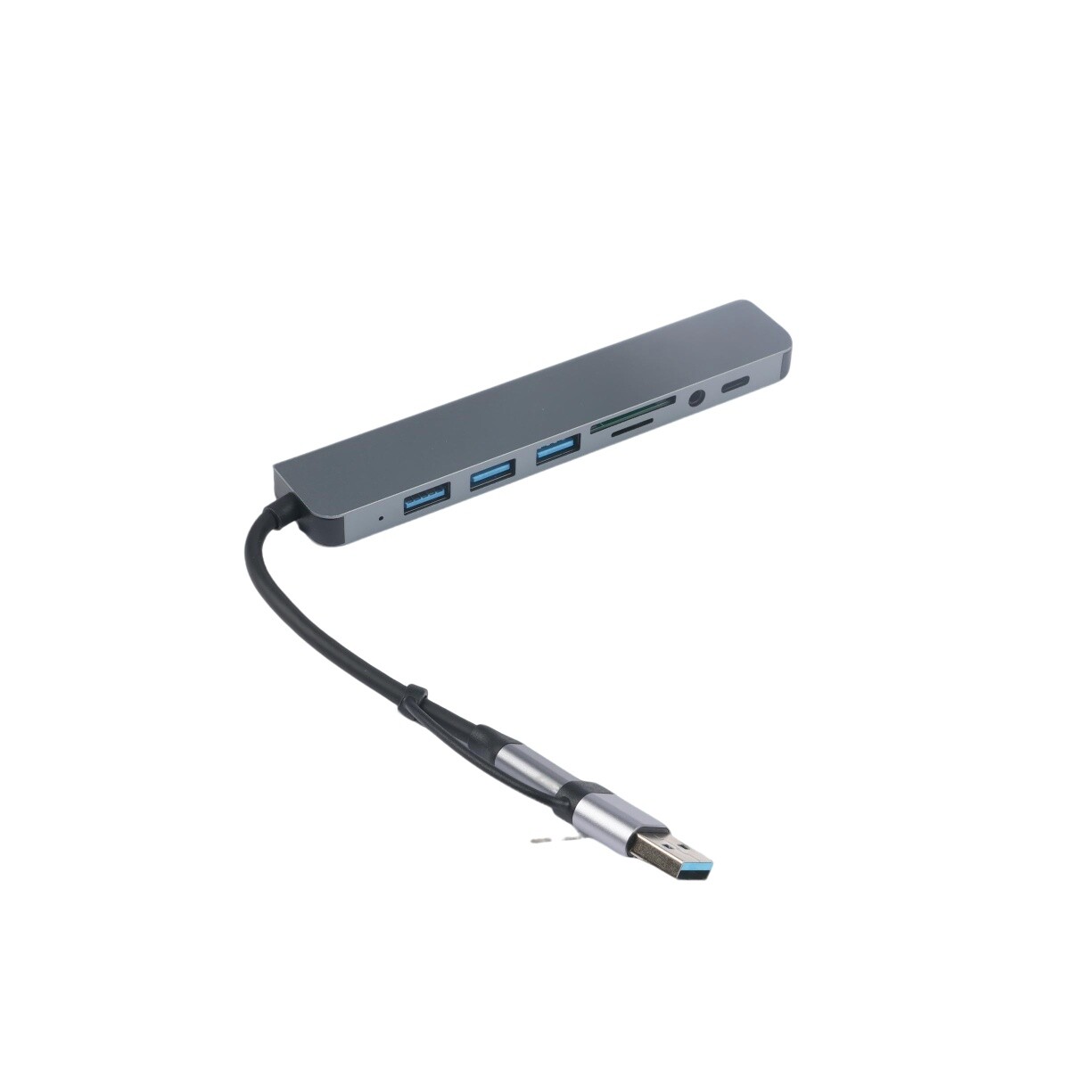 Hub USB 8 en 1 tipo c + tarjeta de memoria + entrada de audio 