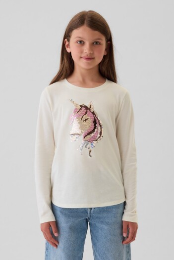 Remera Grafico Manga Larga Niña Ivory Frost