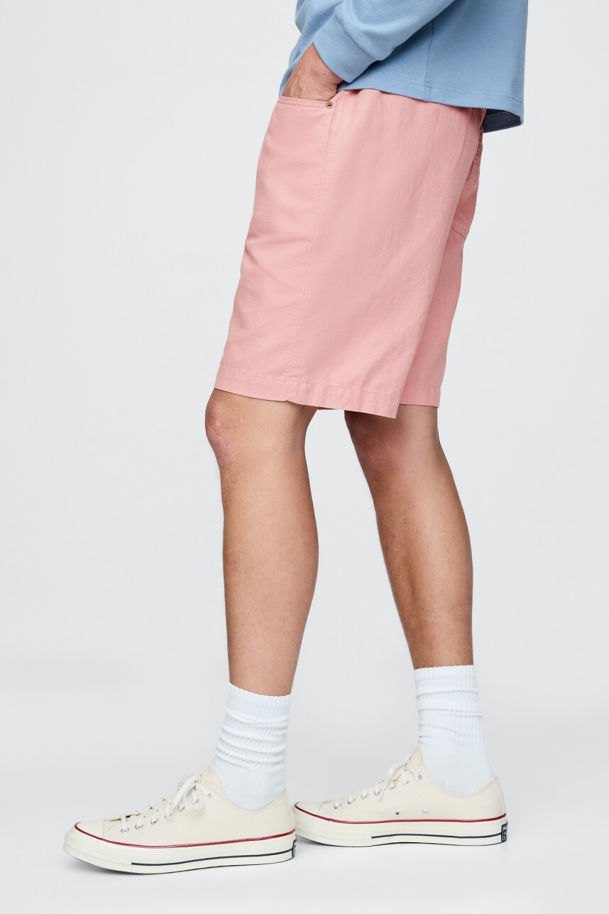 Short De Lino Con Elástico Hombre Antique Pink