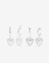 Aros Argollas Set Metal Set Argollas Dije Corazón - Plateado
