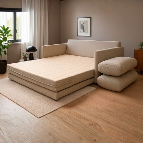 Sofá Cama Quito - 156 - Tela Microfibra TC 1010 (Beige)