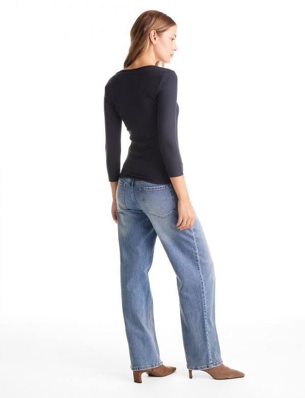 Remera Basica Ribs MARINO