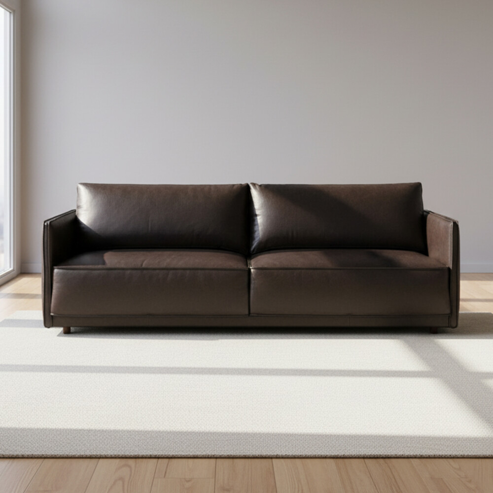 SILLÓN 3 CUERPOS CUERO-100-NATURAL NEGRO ROMEO