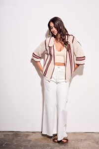 Camisa Crochet Rayada Nácar