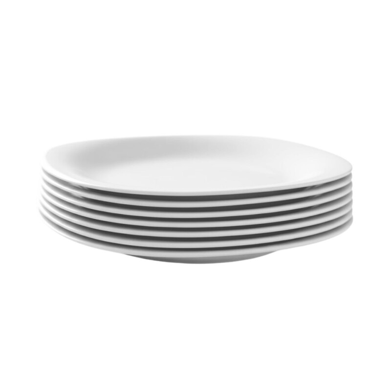 Set x6 plato para postre semicuadrado BLANCO