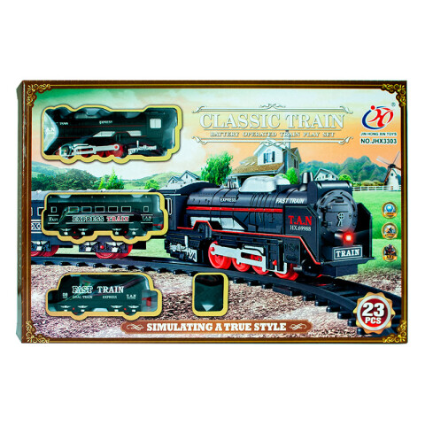 3x2 Tren antiguo Con Vias con Luz Electrica 37*25cm Unica