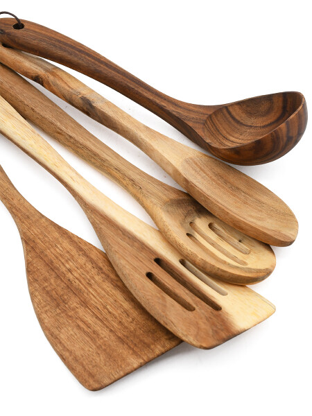 UTENSILIOS MADERA ACACIA SET X5 MARRON