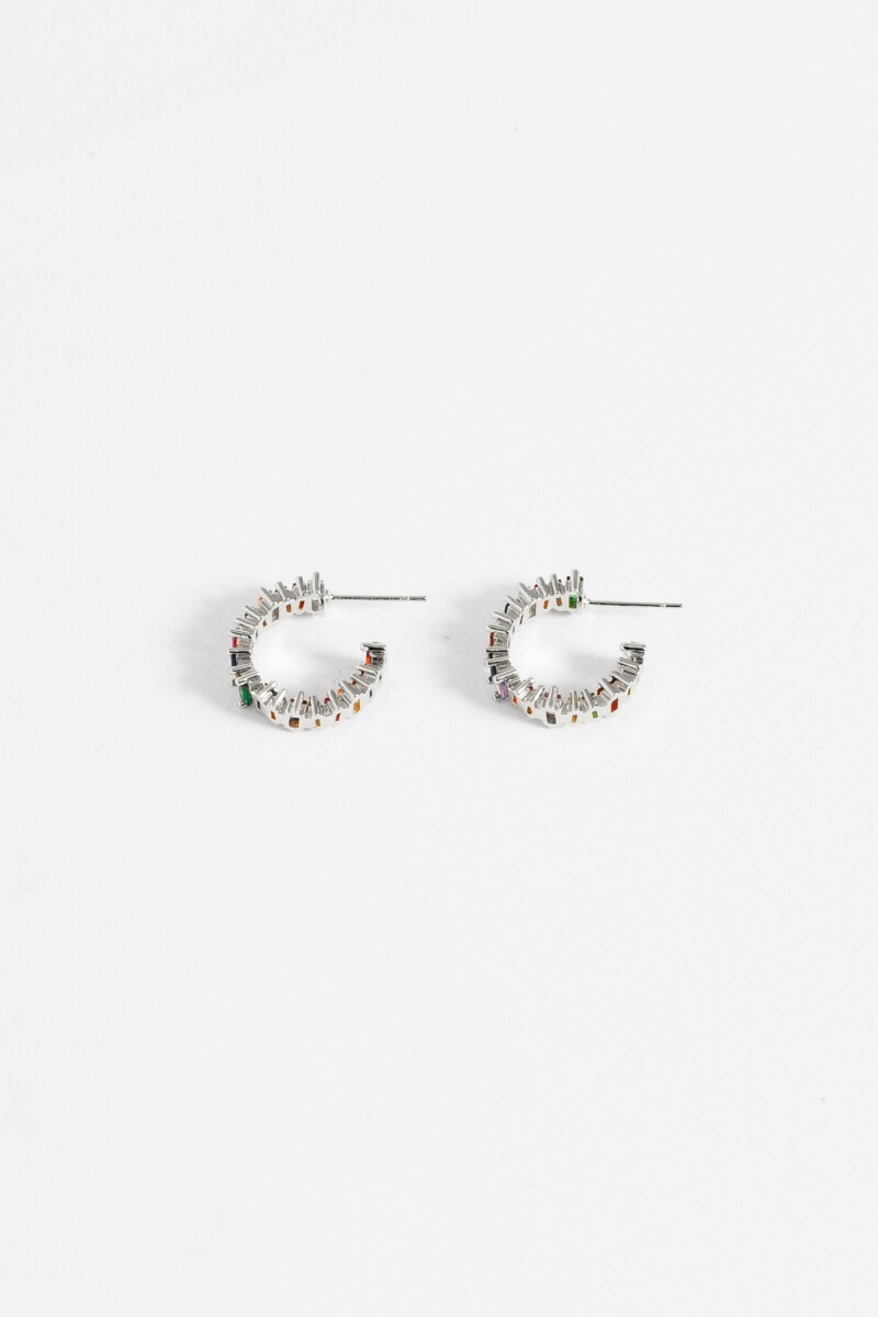 Aros multicolor zirconia plateado
