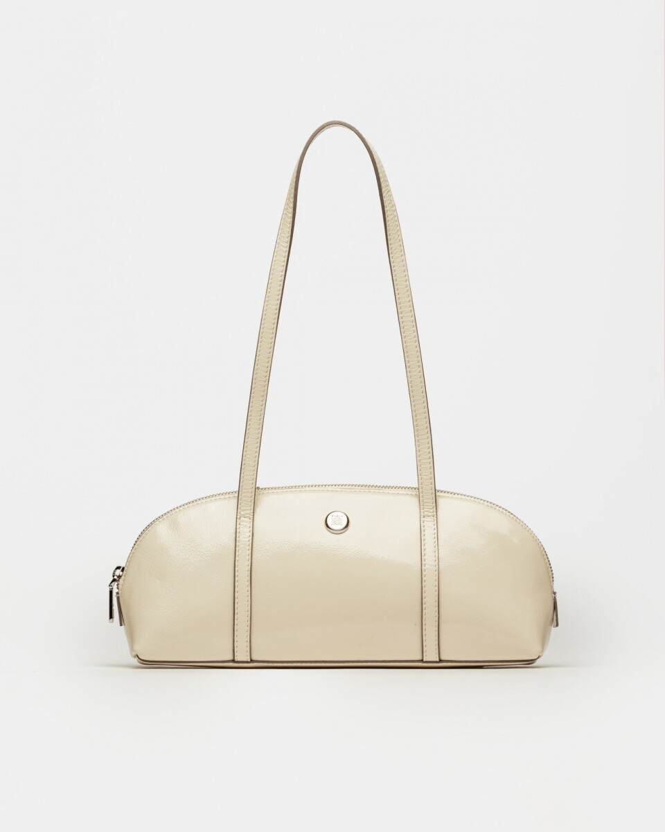 Cartera al hombro Bonnie en cuero charol - Natural 