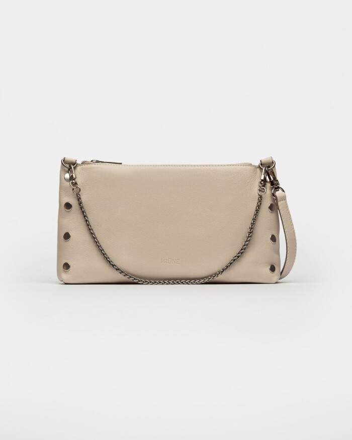 Cartera al Hombro Moss En Cuero Liso Satinado Natural