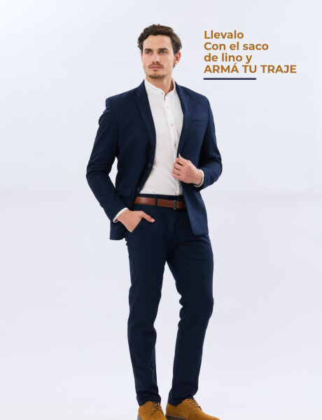 PANTALON DE LINO CLÁSICO Azul